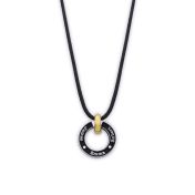 Mother's Circle Name Necklace [18K Gold Vermeil / Black Cord]