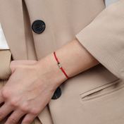 A Mother's Love Diamond Bracelet - Red String [Black & White Diamonds / 14 Karat Gold] - 1 Large Black Diamond + 2 Small White Diamonds