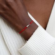 A Mother's Love Diamond Bracelet - Red String [Black & White Diamonds / 14 Karat Gold] - 1 Large Black Diamond + 2 Small White Diamonds