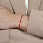 A Mother's Love Diamond Bracelet - Red String [Black & White Diamonds / 14 Karat Gold] - 1 Large Black Diamond + 2 Small White Diamonds