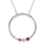 Collana Amore Materno con Pietra di Nascita [Argento 925 - Martellato]