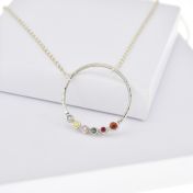 A Mother's Love Birthstone Necklace [Hammered - Sterling Silver]