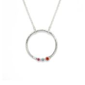 A Mother's Love Birthstone Necklace [Hammered - Sterling Silver]