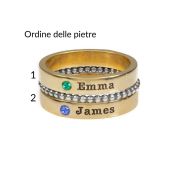 Anelli Impilabili con Nome e Pietra di Nascita [Placcato Oro 18kt]