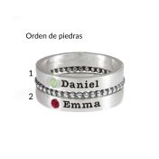 Anillos Personalizados Apilados con Piedra de Nacimiento [Plata de Ley]