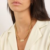 Edina Curb Chain Nameplate Necklace [18K Gold Plated]