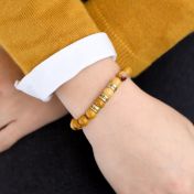 Bracelet Jaspe Naturel avec Prénom pour Femme [Plaqué Or 18ct]