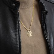 Navigator's Map Men Necklace with Cuban Chain – 18K Gold Plated