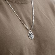 Navigator's Map Men Necklace with Cuban Chain – Sterling Silver