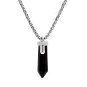 Collier Prénom Onyx Noir pour Homme - Argent 925