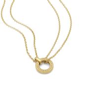 Anna Dubbele Laag Kristal Ketting [18K Goud Vermeil]