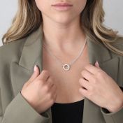 Anna Collana di Cristallo a Doppio Strato [Argento 925]