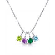 Talisa Stars Birthstone Drop Necklace with Diamonds [Sterling Silver]