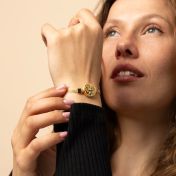 Erinnerungskreis Silhouette Armband mit Kartenanhänger  [750er vergoldet]