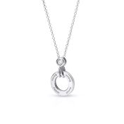 Family Circle Engraved Necklace with Diamond [Sterling Silver]