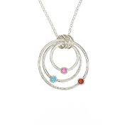 Collar de Piedras de Nacimiento Aros de Amor [Efecto Martillado - Plata de Ley]