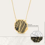 Schatten Plaats Silhouet Kaart Ketting [18K Goud Verguld]