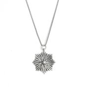Northern Star Medallion Necklace With Coordinates [Sterling Silver]