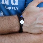 Blue Ocean Men Name Bracelet - Sterling Silver