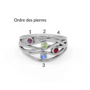 Bague de Pierre de Naissance Vagues de l'Océan [Argent 925]