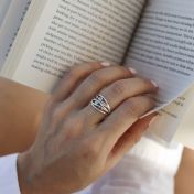 Anillo de Piedras de Nacimiento Olas de Océano [Plata de Ley]