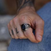 Odysseus Onyx Men Ring - Sterling Silver