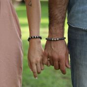 Onyx en Hematiet Mix Naam Armband [Sterling Zilver]