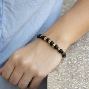 Bracelet Mix d'Onyx et d'Hématite Avec Noms [Plaqué Or 18ct]