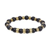 Bracelet Mix d'Onyx et d'Hématite Avec Noms [Plaqué Or 18ct]