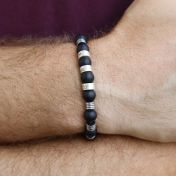 Herren Namensarmband aus Onyx und Hämatit [Sterlingsilber]