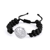 Armband aus schwarzem Onyx mit Kartenanhänger [Sterlingsilber]