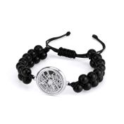 Black Onyx Silhouette Map Men Bracelet [Sterling Silver]