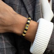 Black Onyx Women Name Bracelet With Nano Bible [18K Gold Vermeil]