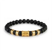 Shield Men Name Bracelet With Black Onyx Stones [18K Gold Vermeil]