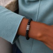 Compass Women Bracelet With Black Onyx Stones [Silver]
