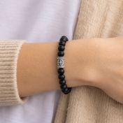 Compass Women Bracelet With Black Onyx Stones [Silver]