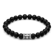 Cross Women Bracelet With Black Onyx Stones [Silver]