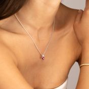 Aurelia Birthstone Necklace with Diamonds [Silver]