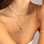 Aurelia Birthstone Necklace with Diamonds [Silver]