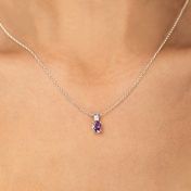 Aurelia Birthstone Necklace with Diamonds [Silver]