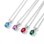 Aurelia Birthstone Necklace with Diamonds [Silver]
