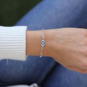 Paperclip Style Hera Evil Eye Bracelet [Sterling Silver]