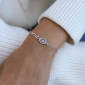 Paperclip Style Hera Evil Eye Bracelet [Sterling Silver]