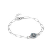 Paperclip Style Hera Evil Eye Bracelet [Sterling Silver]