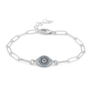 Paperclip Style Hera Evil Eye Bracelet [Sterling Silver]