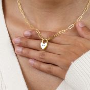 Hart Initialen Paperclip Halsketting [18K Goud Vermeil]