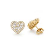 Pavé Heart Studs [Gold Plated]