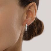 Pavé U Hoop Earrings [Sterling Silver]