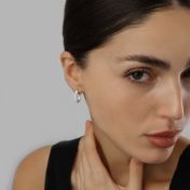 Pavé U Hoop Earrings [Sterling Silver]