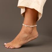 Pearl Charm Anklet with Crystals [18K Gold Vermeil]